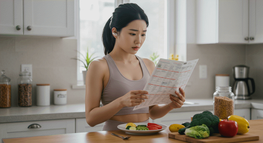 오쏘렉시아 신경증이 아닌지 내가 너무 건강한 식단을 하려고만 하는 건 아니지 식단을 체크하는 한국 여자 다이어터