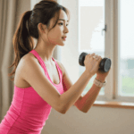 체온 1도 올리면 다이어트 효과가 있는 다는 말에 운동을 열심히 하는 한국 여자 다이어터의 모습