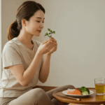 향기 다이어트를 통해서 식욕을 줄이는 다이어터의 모습