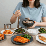 한식 다이어트를 하고 있는 한국 여자 다이어터