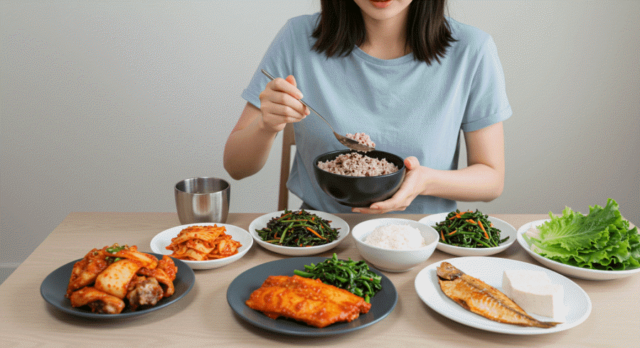 한식 다이어트를 하고 있는 한국 여자 다이어터