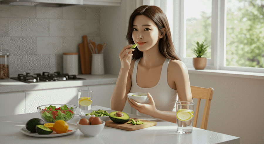 아보카도 다이어트를 하고 있는 한국 여자 다이어터
