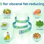 뱃살 빼는 식단과 내장지방 줄이는 음식들이 담긴 건강한 식탁